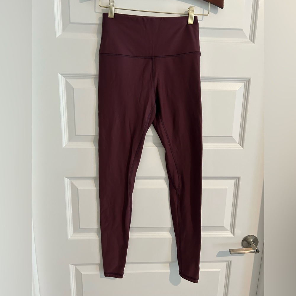 CRZ Yoga Fleece Lined Leggings Burgundy Purple Size XS